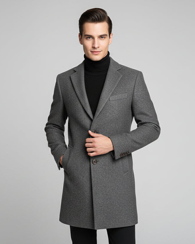 Men's Modern Tailored Wool Blend Overcoat - Sleek Business Jacket-Mens Jacket-Verito Boutique-Gray-S-Verito Boutique