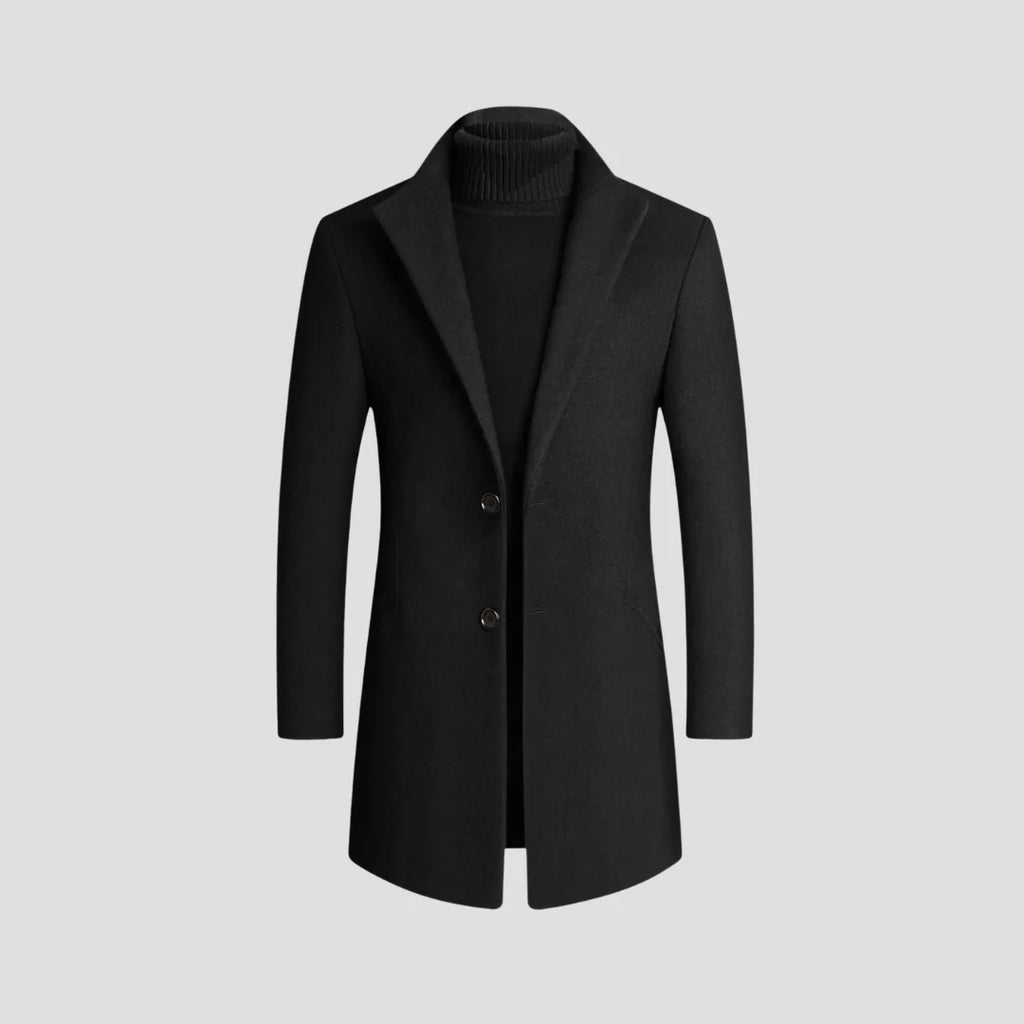 Men's Modern Tailored Wool Blend Overcoat - Sleek Business Jacket-Mens Jacket-Verito Boutique-Black-S-Verito Boutique