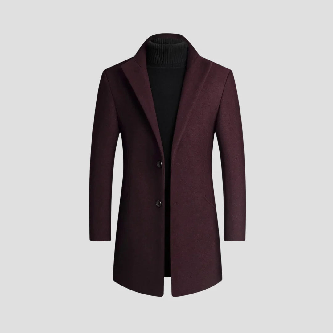 Men's Modern Tailored Wool Blend Overcoat - Sleek Business Jacket-Mens Jacket-Verito Boutique-Burgundy-S-Verito Boutique
