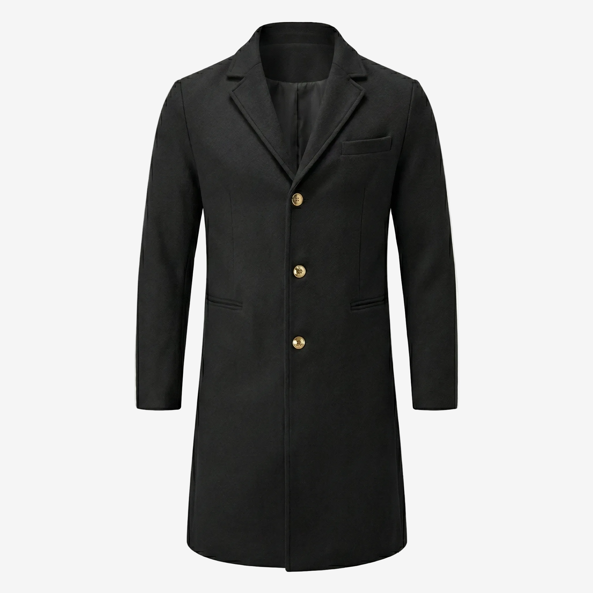 Men's Beige Wool Blend Overcoat - 3-Button Smart Casual Jacket-Mens Jacket-Verito Boutique-Black-S-Verito Boutique