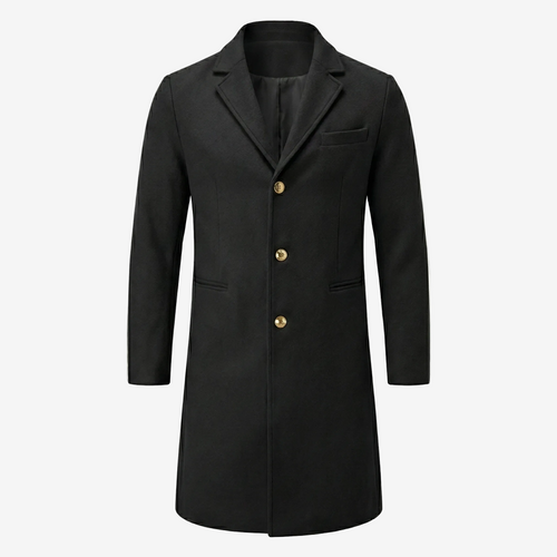 Men's Beige Wool Blend Overcoat - 3-Button Smart Casual Jacket-Mens Jacket-Verito Boutique-Black-S-Verito Boutique