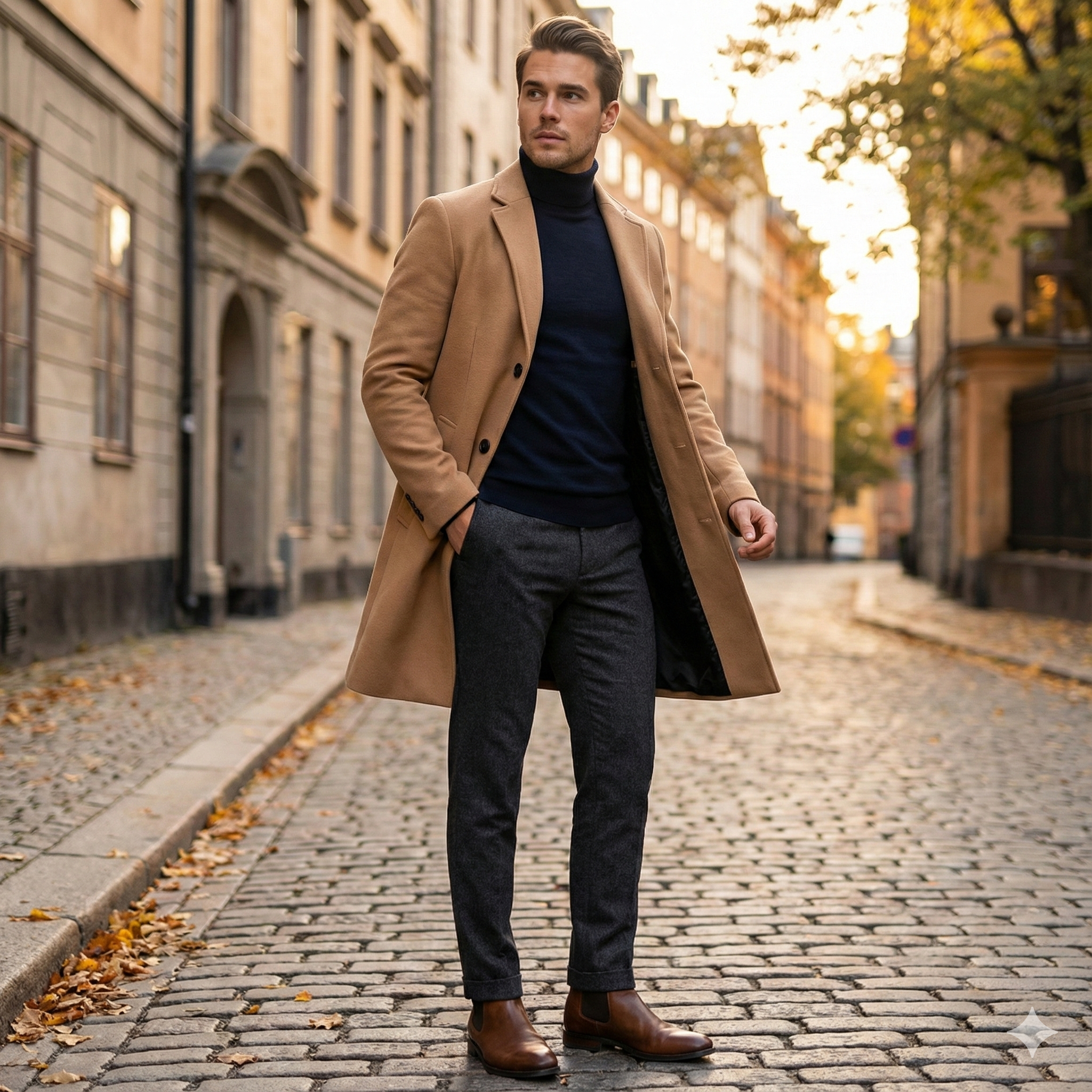 Men's Wool Blend Overcoat - Classic Single Breasted Trench-Mens Jacket-Verito Boutique-Beige-S-Verito Boutique