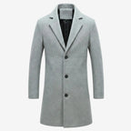 Men's Wool Blend Overcoat - Classic Single Breasted Trench-Mens Jacket-Verito Boutique-Gray-S-Verito Boutique