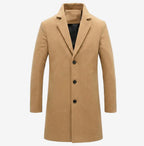 Men's Wool Blend Overcoat - Classic Single Breasted Trench-Mens Jacket-Verito Boutique-Beige-S-Verito Boutique