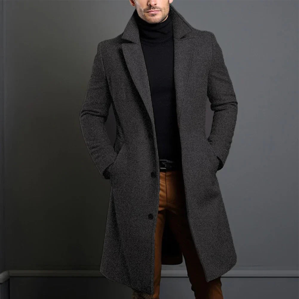 Men's Tailored Wool Blend Overcoat - Classic 3-Button Winter Jacket-Mens Jacket-Verito Boutique-Gray-S-Verito Boutique